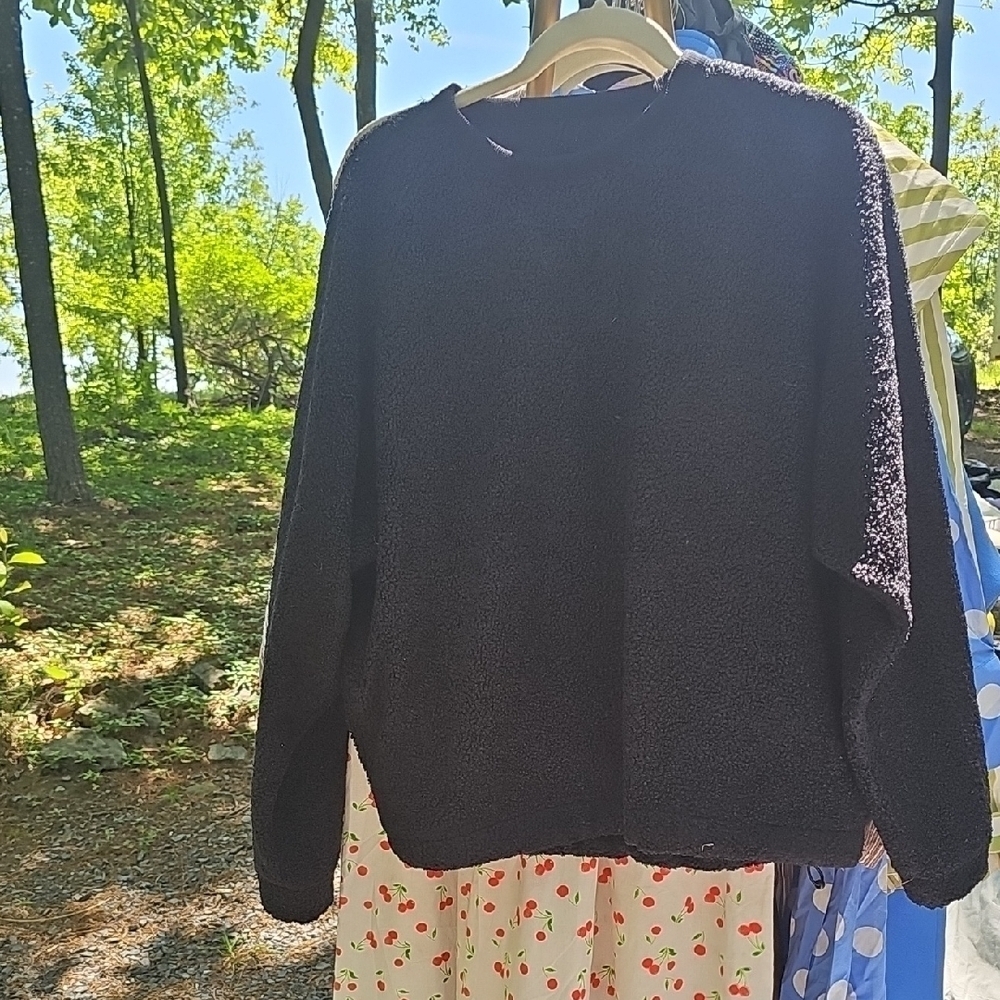 Sherpa Toggle Waist Sweatshirt With Pockets Size S